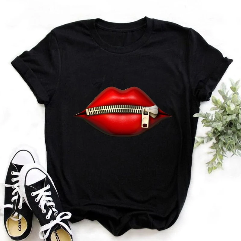 Damen Sommer Top 3D Leopard Kiss T-Shirt Rundhals Streetwear Damentop