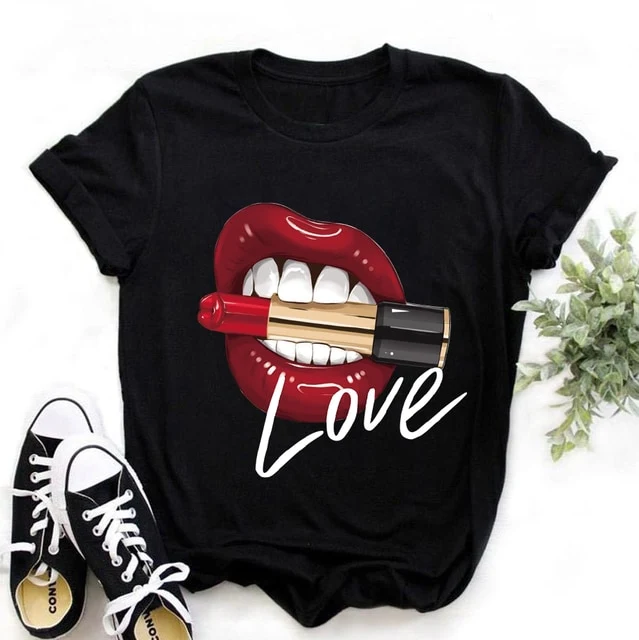 Damen Sommer Top 3D Leopard Kiss T-Shirt Rundhals Streetwear Damentop