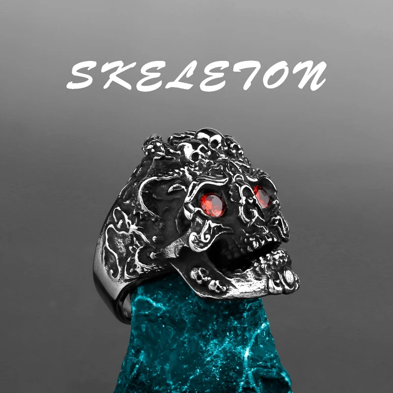 Edelstahl Herren & Damen Biker Rocker Spinning Ring Silber Skull Gothic