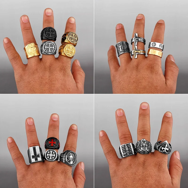 Edelstahl Herren & Damen Biker Rocker Spinning Ring Silber Skull Gothic