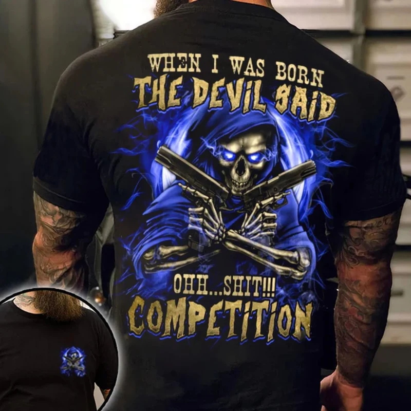 Herren Metal Skull 3D T-Shirt Rundhals Unisex Sommer Streetwear