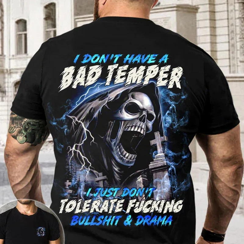 Herren Metal Skull 3D T-Shirt Rundhals Unisex Sommer Streetwear