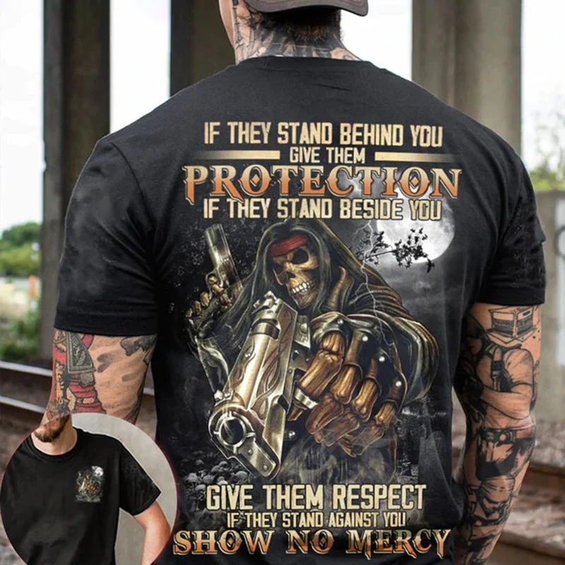 Herren Metal Skull 3D T-Shirt Rundhals Unisex Sommer Streetwear