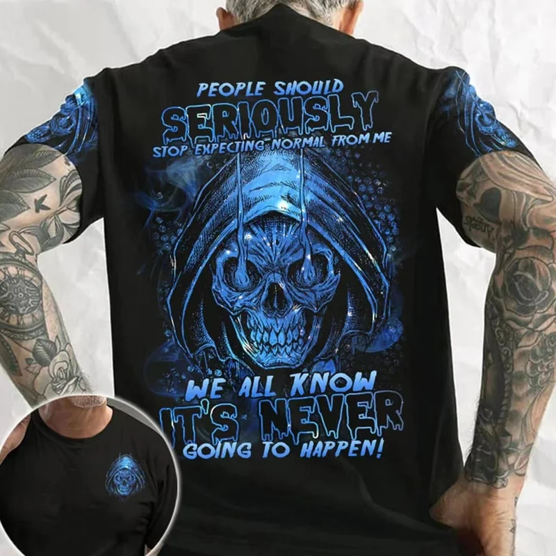 Herren Metal Skull 3D T-Shirt Rundhals Unisex Sommer Streetwear