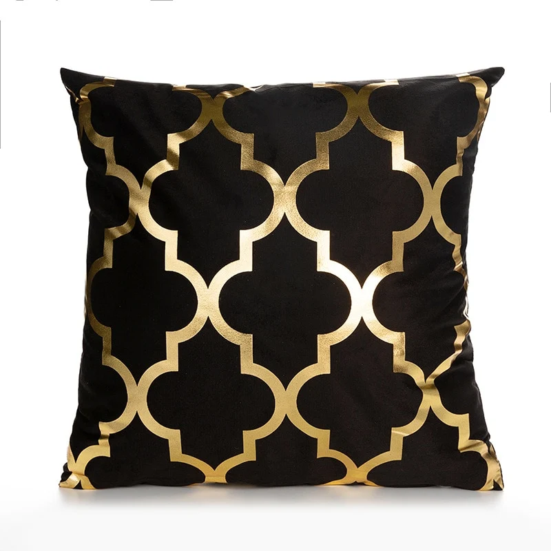 Kissenbezug Goldfolie bedruckt schwarz - gold seidig superweich 45cm x45cm NEU