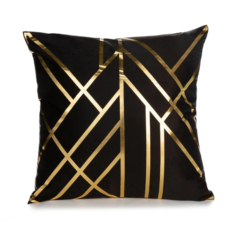 Kissenbezug Goldfolie bedruckt schwarz - gold seidig superweich 45cm x45cm NEU
