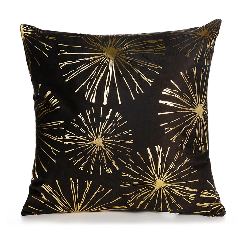 Kissenbezug Goldfolie bedruckt schwarz - gold seidig superweich 45cm x45cm NEU