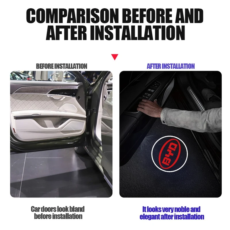 1/2 Stück Kabelloses Autotürlicht LED-Auto Automarken logo Projektor-Logo