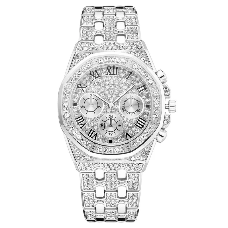 Herren Armbanduhr Silber Schwarz Edelstahl Quarzuhr Luxus Chronograph Business