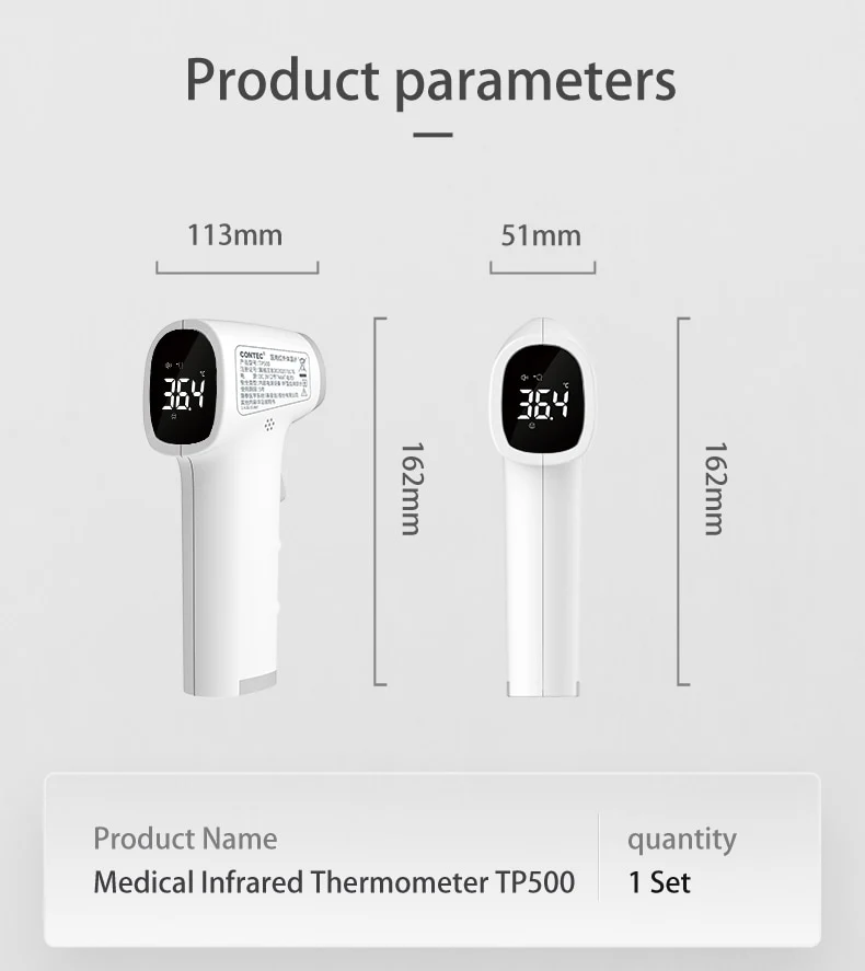 Digital Fieberthermometer Infrarot LCD Thermometer Stirnthermometer kontaktlos TP500