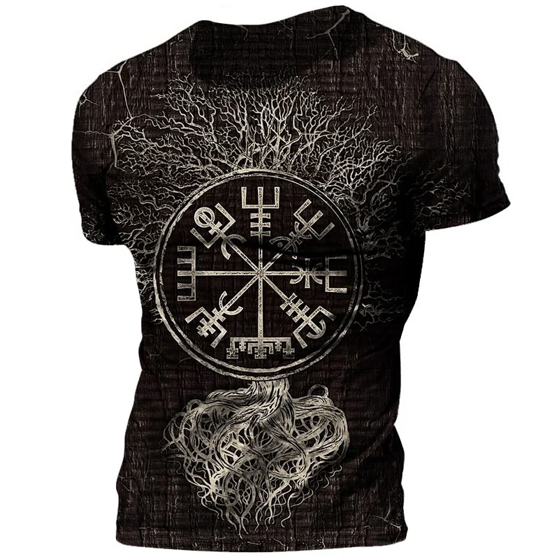 Vikings Herren Tattoo 3D T-Shirt Rundhals Unisex Sommer Streetwear