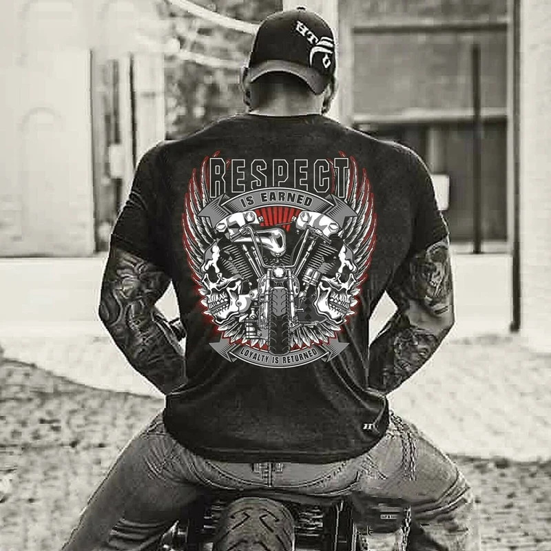 Herren Metal Skull 3D T-Shirt Rundhals Unisex Sommer Streetwear