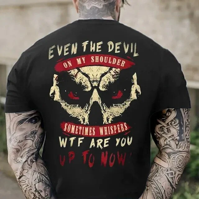 Herren Metal Skull 3D T-Shirt Rundhals Unisex Sommer Streetwear