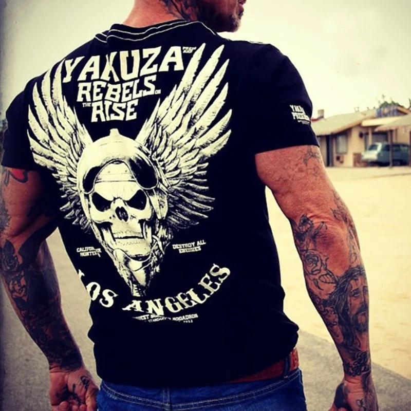 Herren Metal Skull 3D T-Shirt Rundhals Unisex Sommer Streetwear