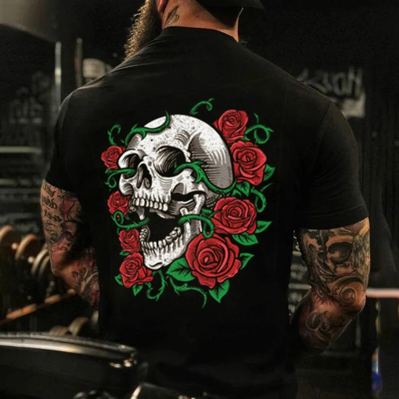 Herren Metal Skull 3D T-Shirt Rundhals Unisex Sommer Streetwear