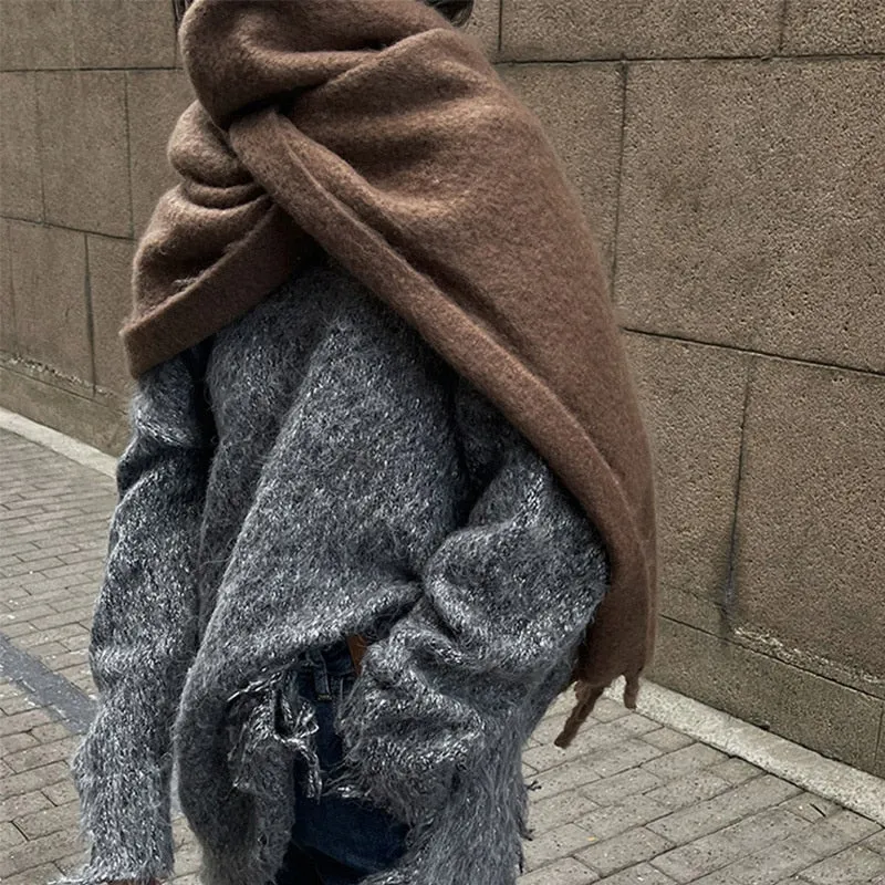 XXL Damen Winterschal Viskose Stola Schlauchschal Halstuch Strickschal Loop NEU