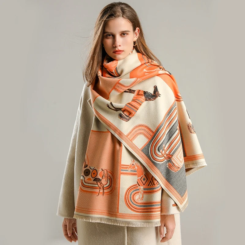 XXL Damen Winterschal Kaschmir Viskose Stola Schlauchschal Halstuch Strickschal Loop NEU