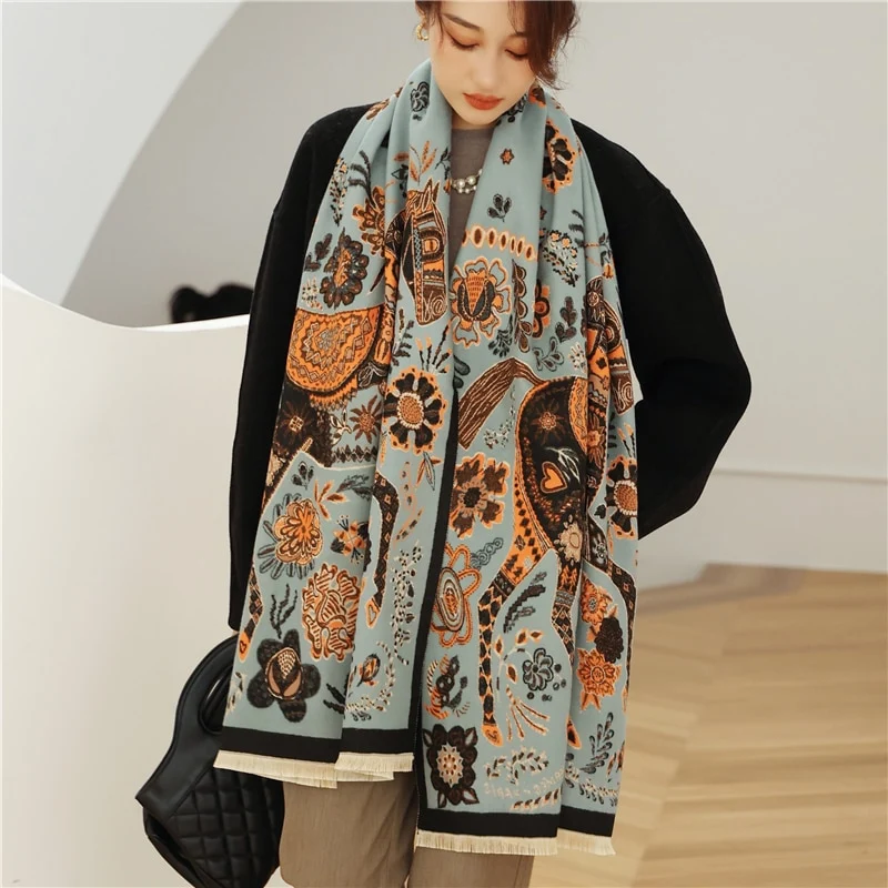 XXL Damen Winterschal Kaschmir Viskose Stola Schlauchschal Halstuch Strickschal Loop NEU