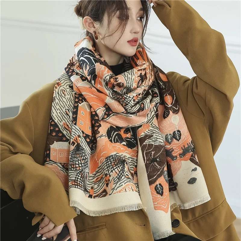 XXL Damen Winterschal Kaschmir Viskose Stola Schlauchschal Halstuch Strickschal Loop NEU