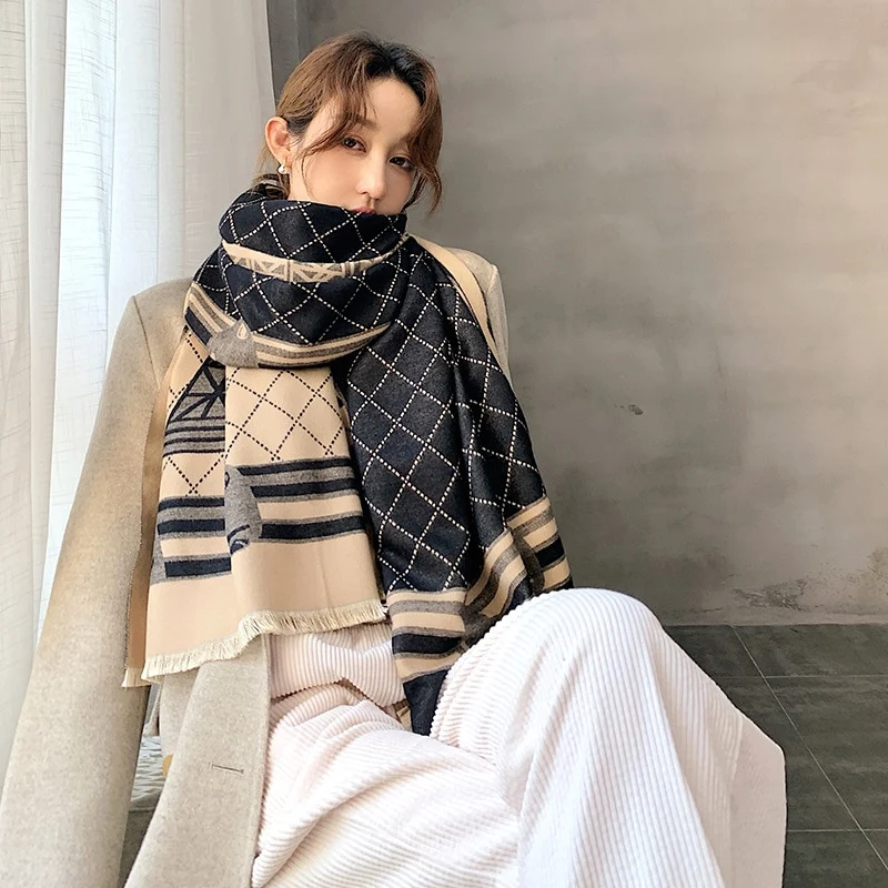 XXL Damen Winterschal Kaschmir Viskose Stola Schlauchschal Halstuch Strickschal Loop NEU