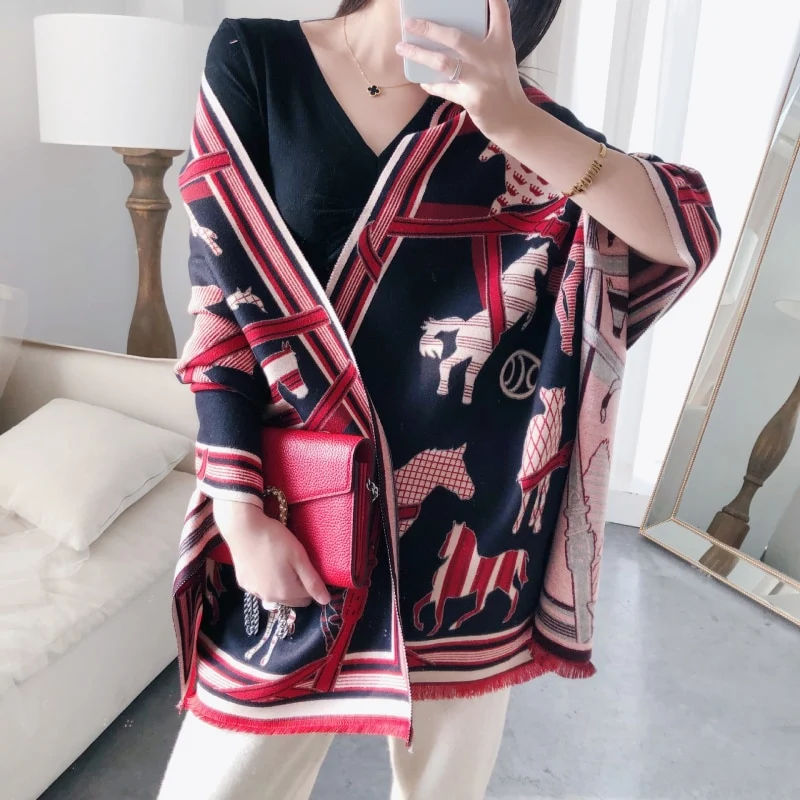 XXL Damen Winterschal Kaschmir Viskose Stola Schlauchschal Halstuch Strickschal Loop NEU