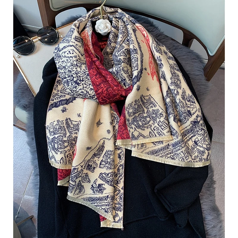 XXL Damen Winterschal Kaschmir Viskose Stola Schlauchschal Halstuch Strickschal Loop NEU