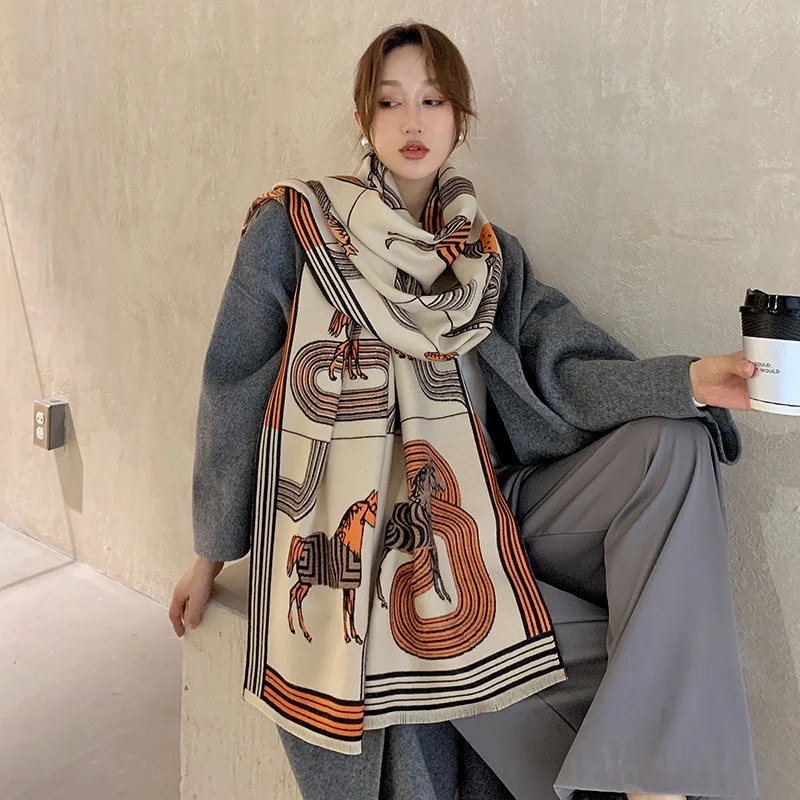 XXL Damen Winterschal Kaschmir Viskose Stola Schlauchschal Halstuch Strickschal Loop NEU