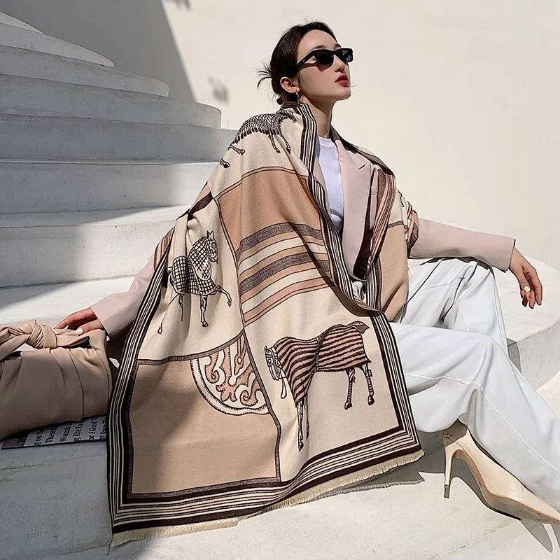 XXL Damen Winterschal Kaschmir Viskose Stola Schlauchschal Halstuch Strickschal Loop NEU