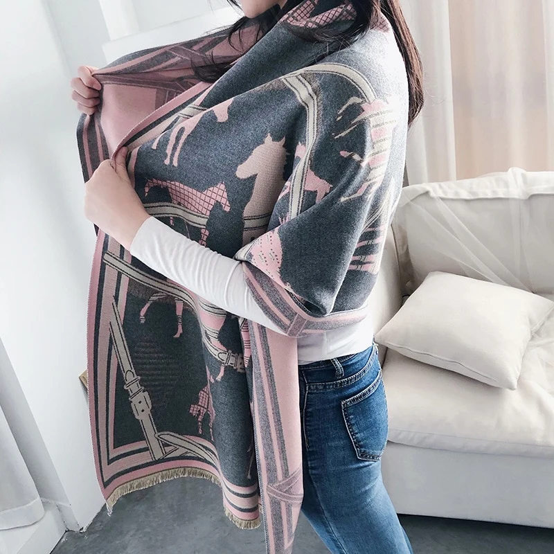 XXL Damen Winterschal Kaschmir Viskose Stola Schlauchschal Halstuch Strickschal Loop NEU