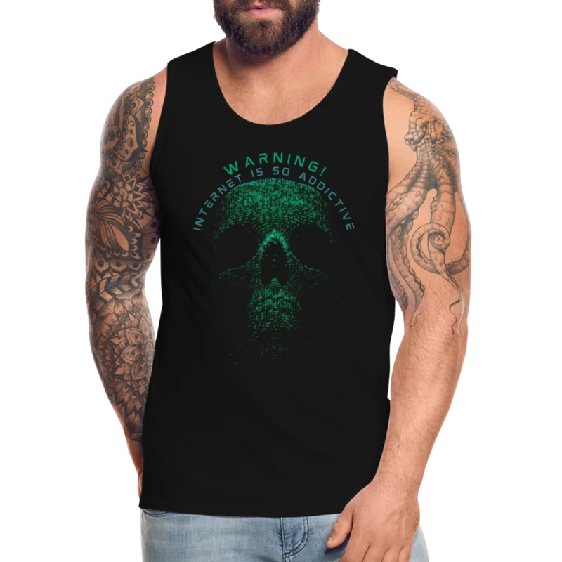 Tanktop T-Shirt WARNING Muskelshirt Achselshirt Sport Basic Herren