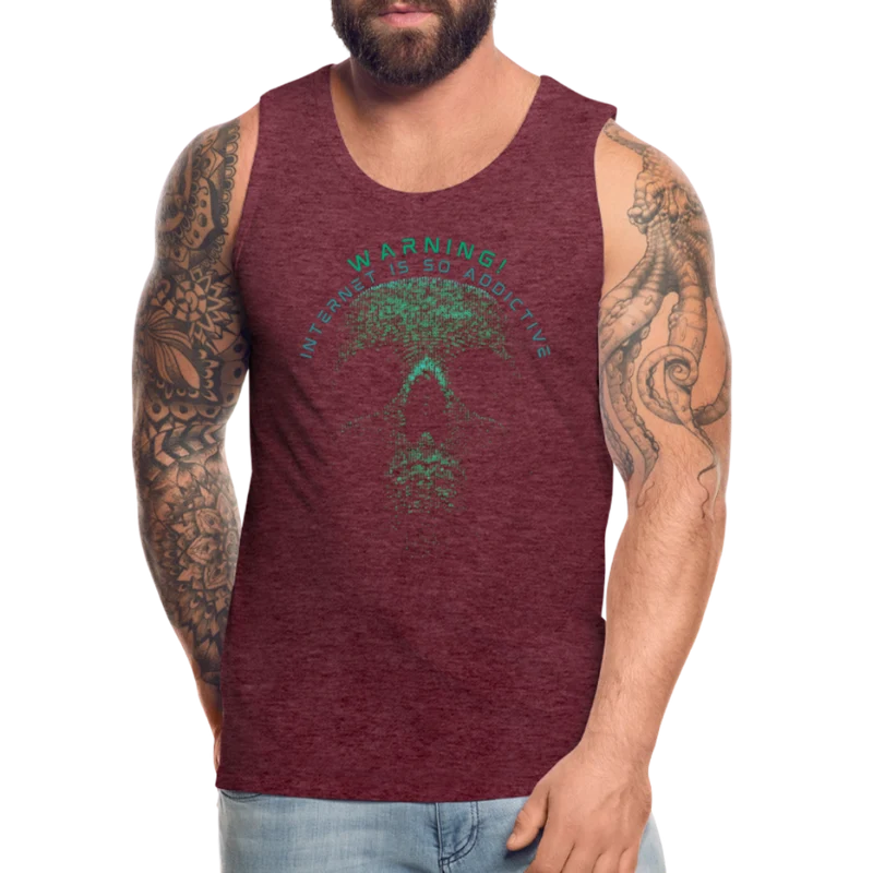 Tanktop T-Shirt WARNING Muskelshirt Achselshirt Sport Basic Herren