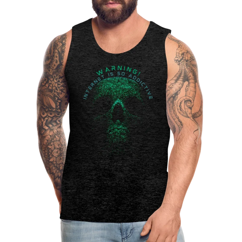 Tanktop T-Shirt WARNING Muskelshirt Achselshirt Sport Basic Herren