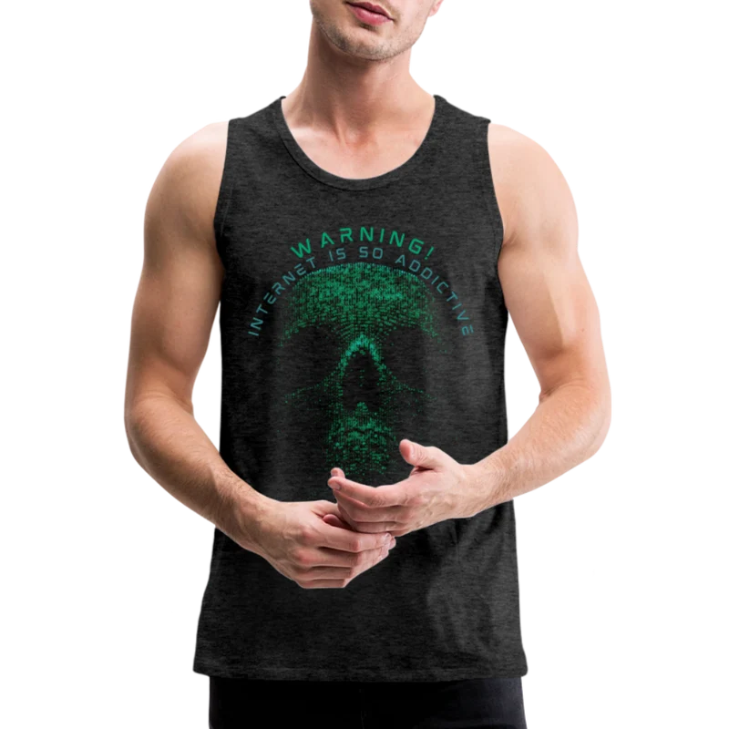 Tanktop T-Shirt WARNING Muskelshirt Achselshirt Sport Basic Herren