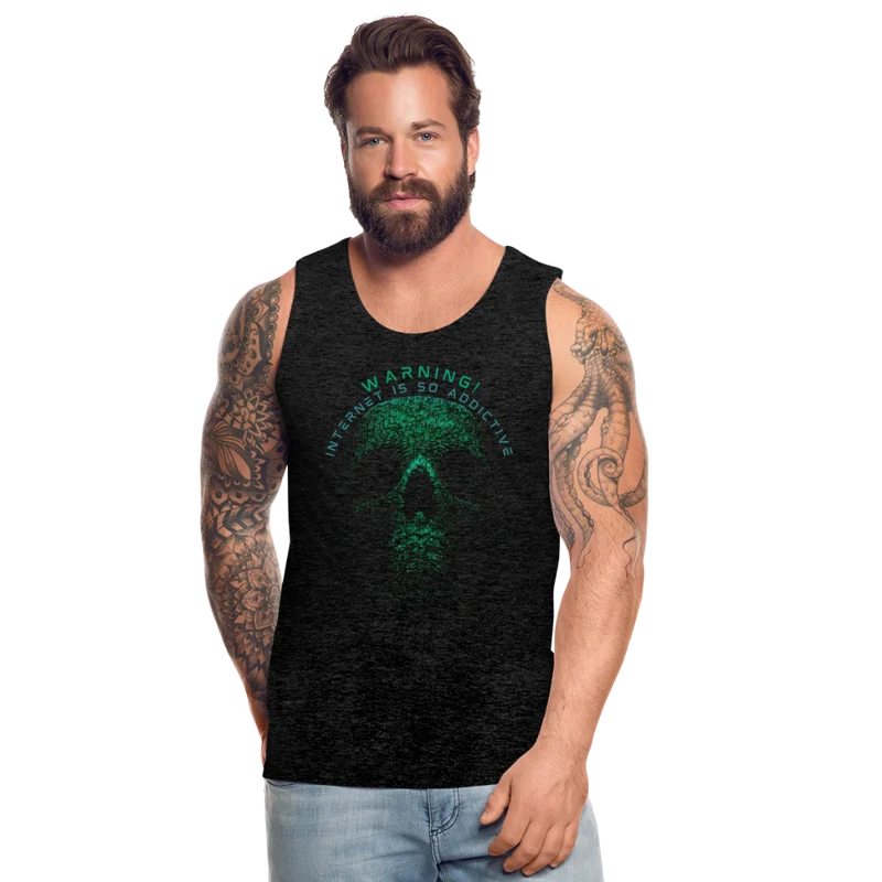 Tanktop T-Shirt WARNING Muskelshirt Achselshirt Sport Basic Herren