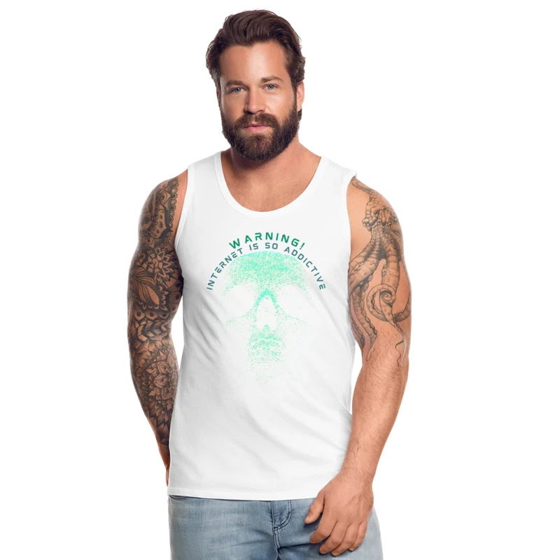 Tanktop T-Shirt WARNING Muskelshirt Achselshirt Sport Basic Herren
