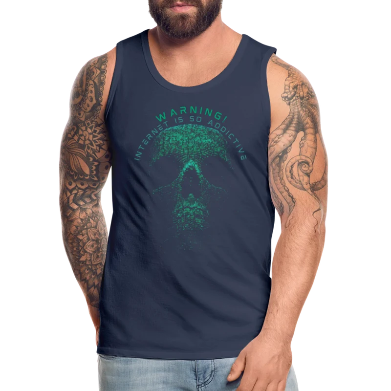 Tanktop T-Shirt WARNING Muskelshirt Achselshirt Sport Basic Herren