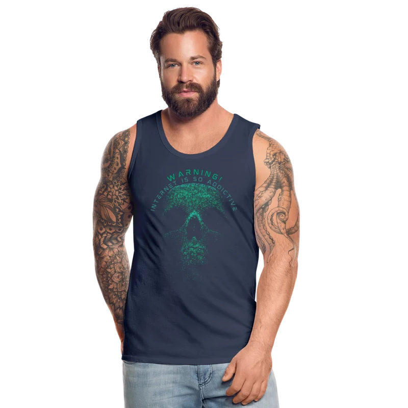 Tanktop T-Shirt WARNING Muskelshirt Achselshirt Sport Basic Herren