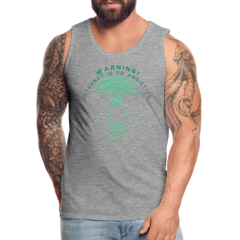Tanktop T-Shirt WARNING Muskelshirt Achselshirt Sport Basic Herren