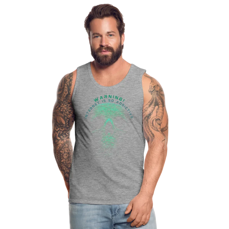 Tanktop T-Shirt WARNING Muskelshirt Achselshirt Sport Basic Herren