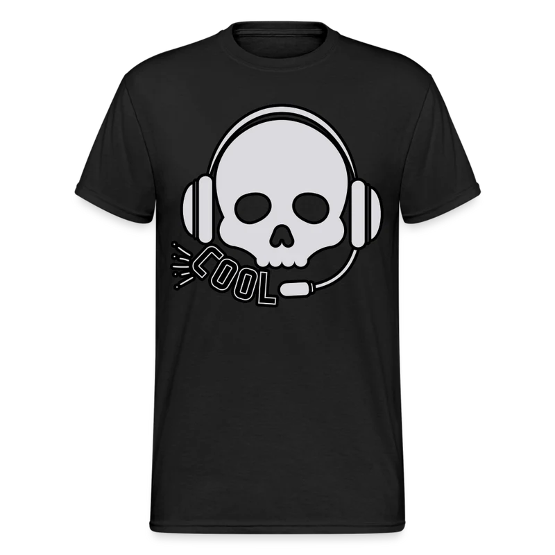 Männer Gildan Heavy Kurzarm T-Shirt Streetwear DJ Skull