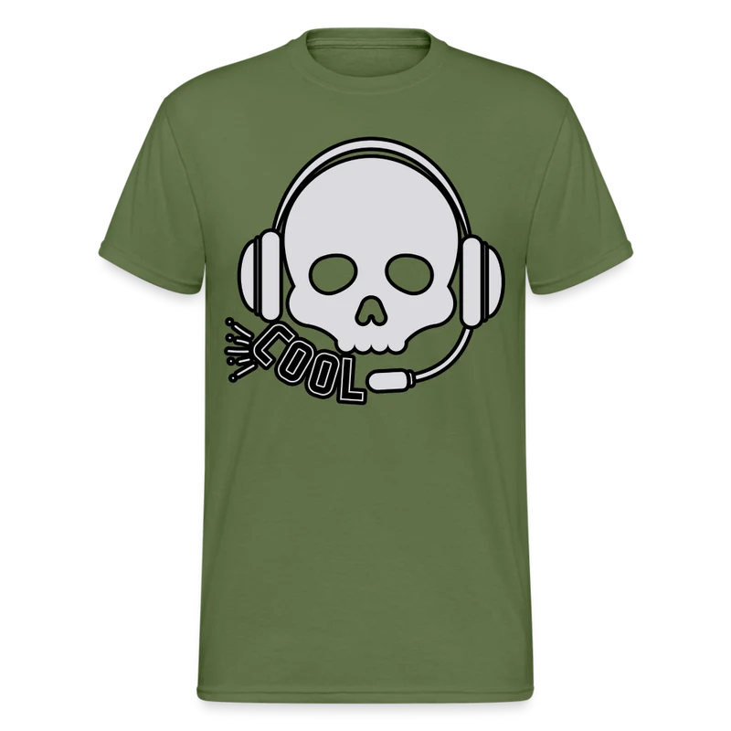 Männer Gildan Heavy Kurzarm T-Shirt Streetwear DJ Skull