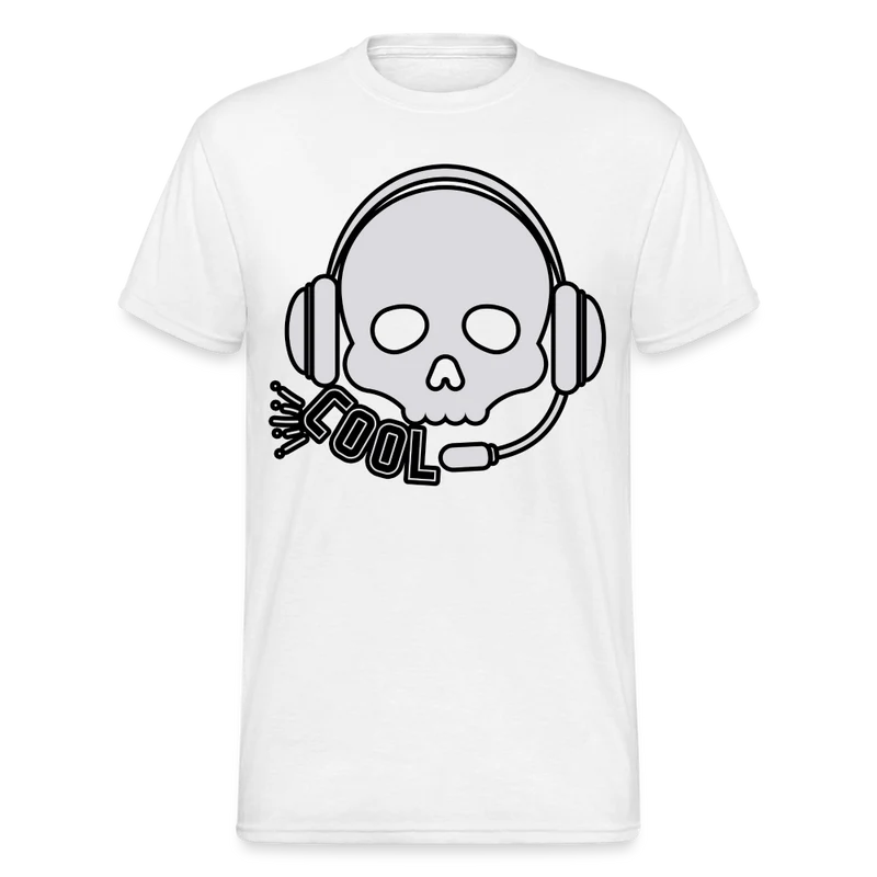 Männer Gildan Heavy Kurzarm T-Shirt Streetwear DJ Skull