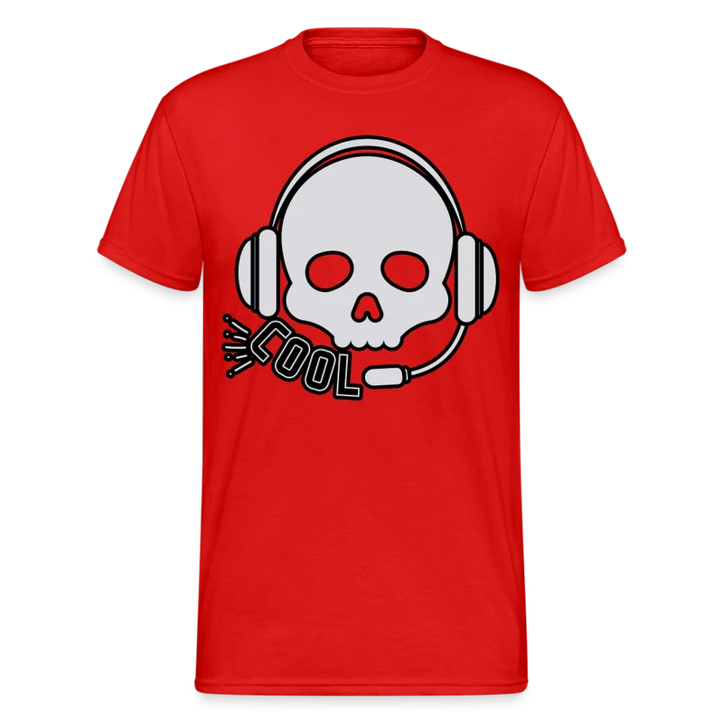 Männer Gildan Heavy Kurzarm T-Shirt Streetwear DJ Skull