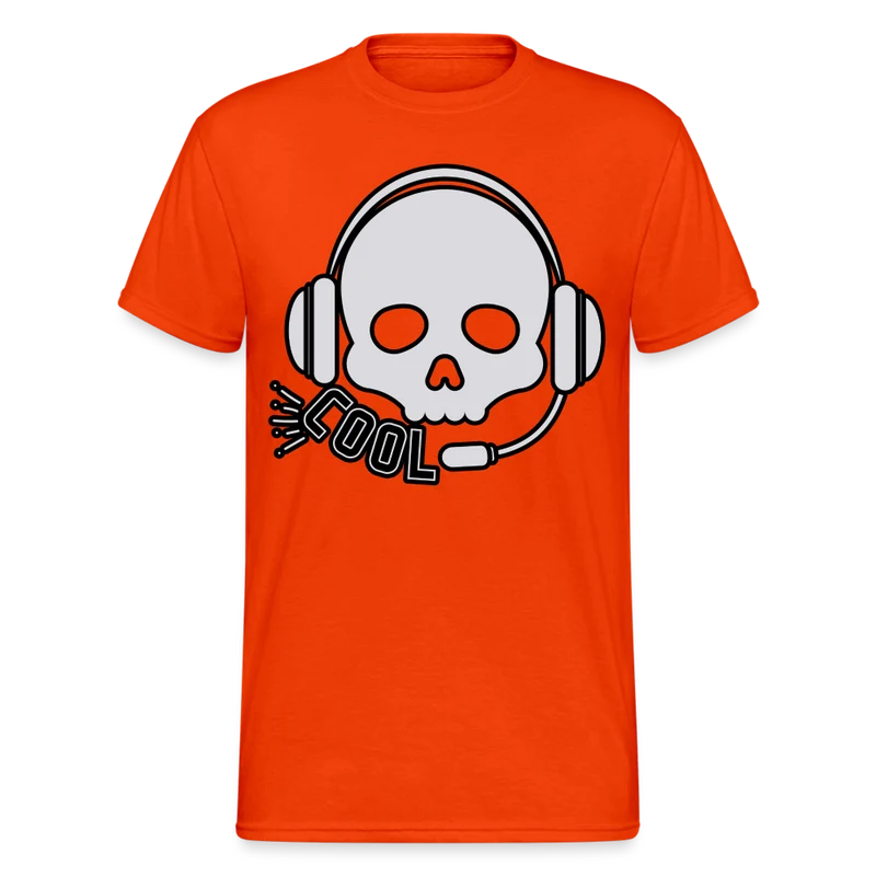 Männer Gildan Heavy Kurzarm T-Shirt Streetwear DJ Skull