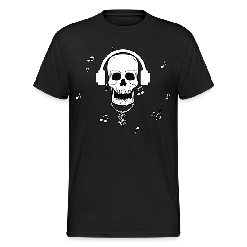 Männer Gildan Heavy Kurzarm T-Shirt Streetwear DJ Skull