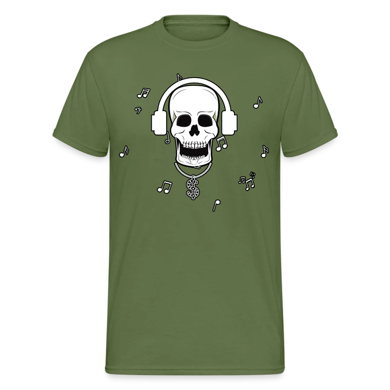 Männer Gildan Heavy Kurzarm T-Shirt Streetwear DJ Skull