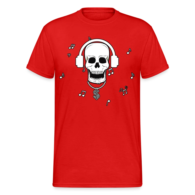 Männer Gildan Heavy Kurzarm T-Shirt Streetwear DJ Skull