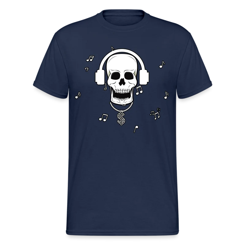 Männer Gildan Heavy Kurzarm T-Shirt Streetwear DJ Skull
