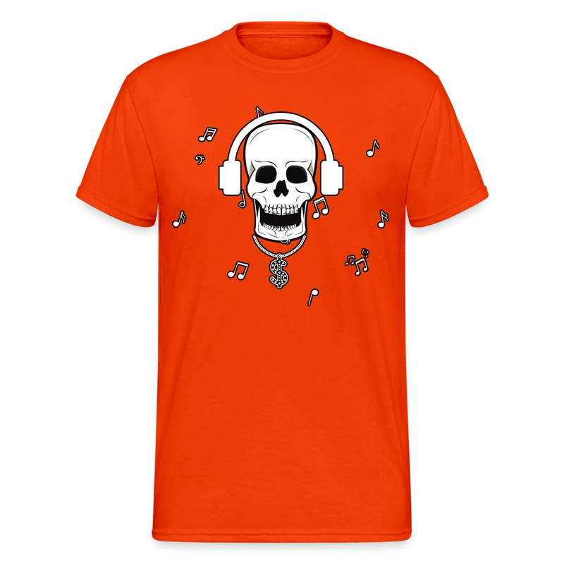 Männer Gildan Heavy Kurzarm T-Shirt Streetwear DJ Skull