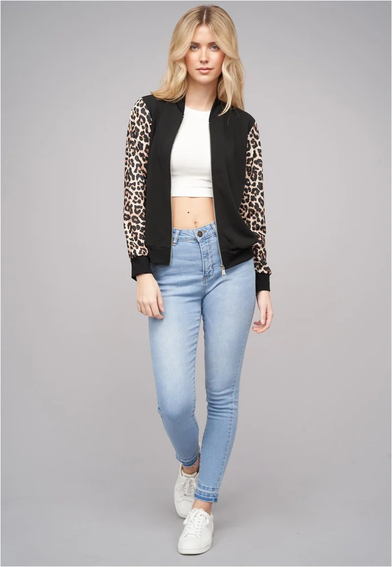 Cloud5ive Bomber Jacket 2-Tone Leo Sleeve Print